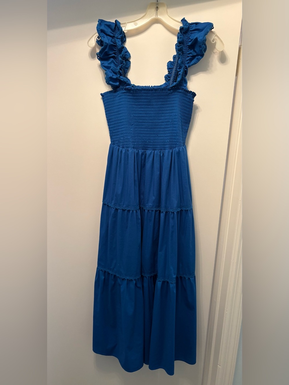 Anne Klein Royal Blue Ruffled Strap Tiered Dress Size Medium Woman